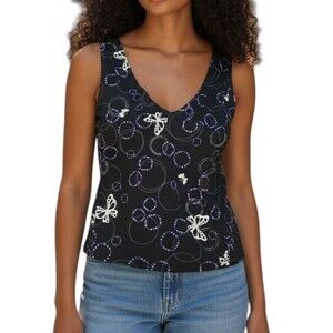 Buttefly Print V Neck Tank Blouse